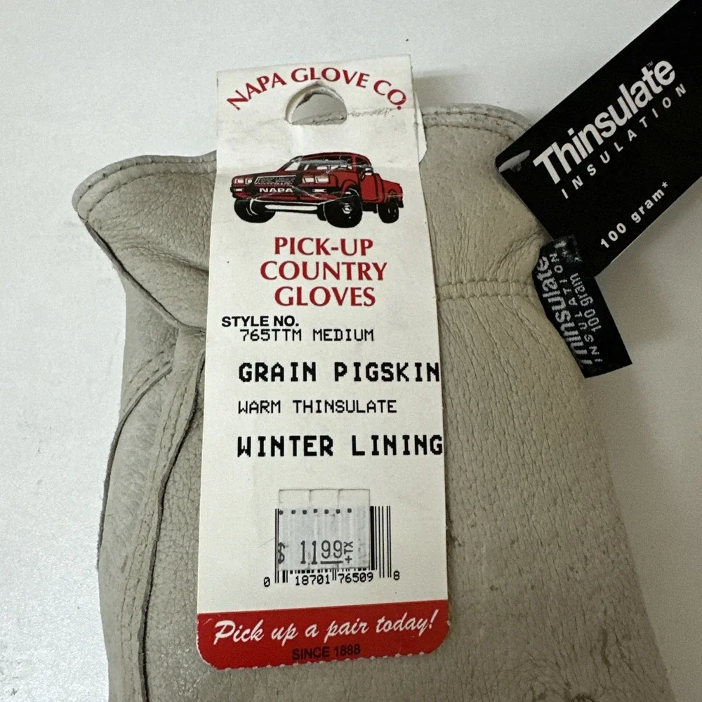 Vtg Napa Glove Company Pick up Country Pigskin Thinsulate Gloves Size M NEW